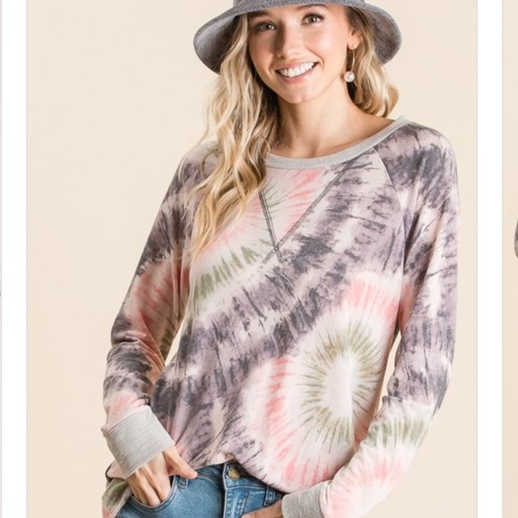 ❌SOLD OUT❌TIE DYE LONG SLEEVE TERRY TOP - Picture 4 of 4